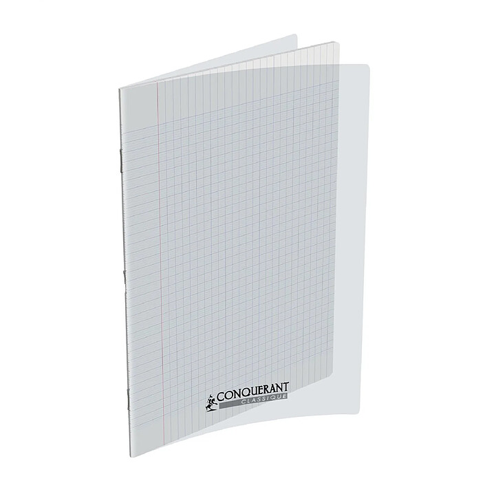 CONQUÉRANT Cahier conquérant polypro agrafé 24x32 cm 140P 90G grands carreaux incolore