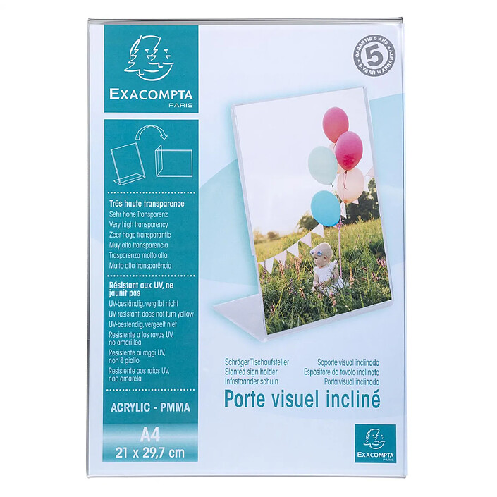 EXACOMPTA Porte-visuel incliné vertical A4 - Cristal