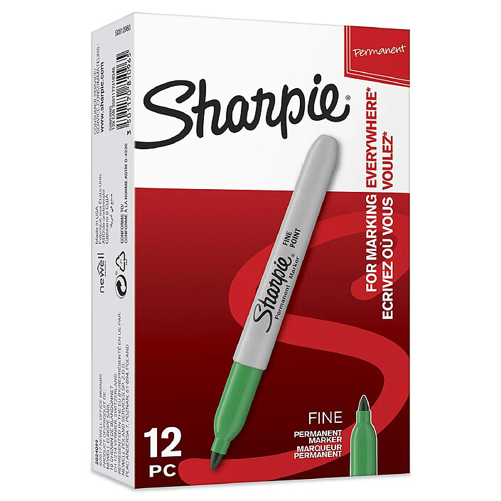 SHARPIE Marqueur permanent FINE Pointe Ronde Vert