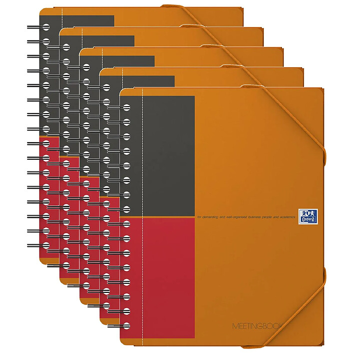 OXFORD MEETINGBOOK A5+ 90g lignée 6mm couverture polypro x 5