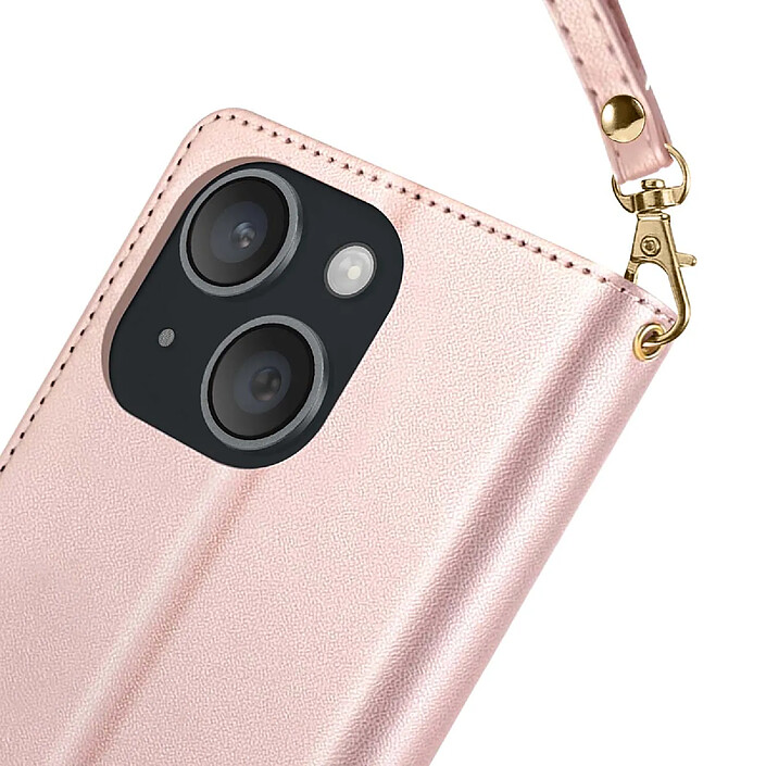 Avizar Étui Portefeuille pour iPhone 15 Texturé avec Support Vidéo et Porte-cartes pas cher