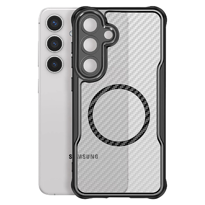 Avizar Coque pour Samsung Galaxy S24 Antichocs MagSafe Effet Carbone pas cher