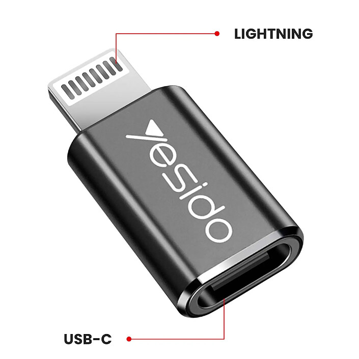 Avis Yesido Adaptateur USB-C vers Lightning pour iPhone iPad Transfert et Charge Rapide Noir / Argent