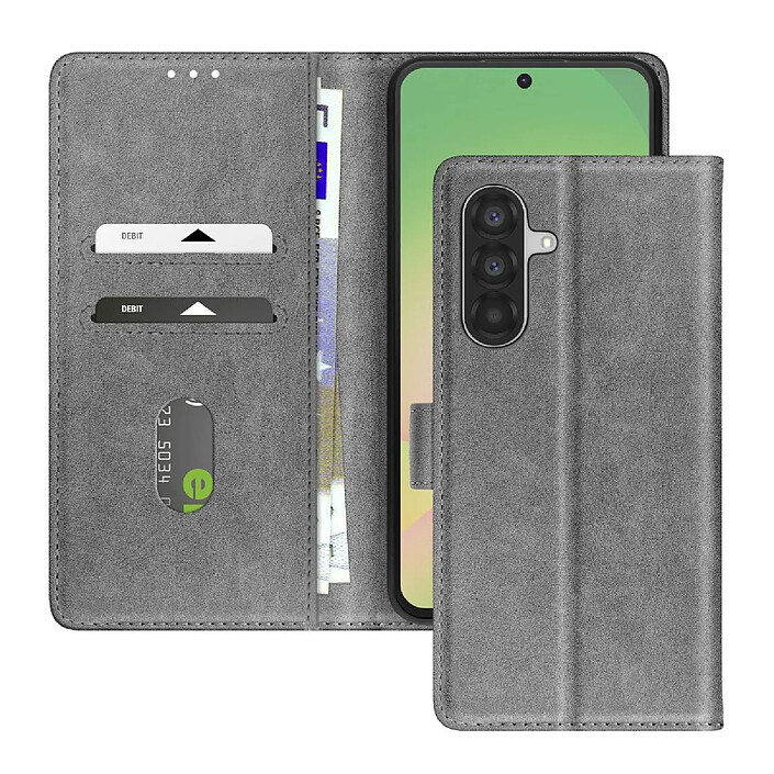 Avizar Étui Portefeuille pour Galaxy A56 / A36 Chesterfield avec Fonction Support Gris pas cher