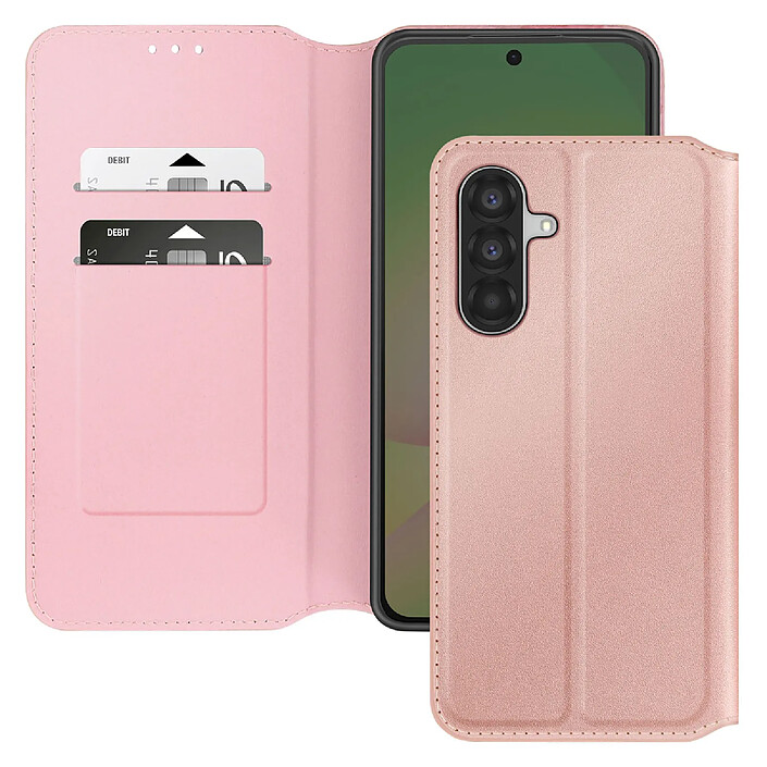 Avizar Étui pour Samsung Galaxy A56 avec Porte-cartes et Fonction Support Rose champagne