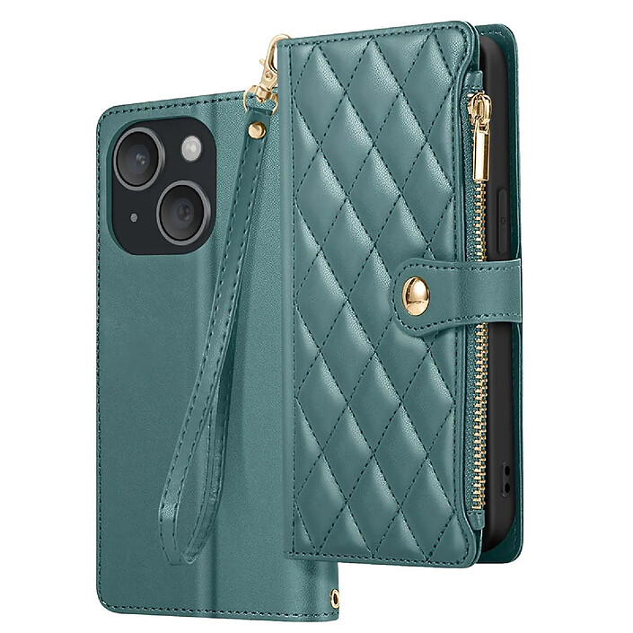 Avizar Étui Portefeuille pour iPhone 15 Texturé avec Support Vidéo et Porte-cartes