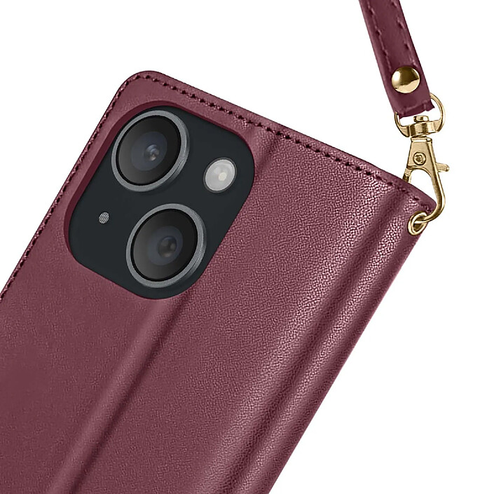 Avizar Étui Portefeuille pour iPhone 15 Texturé avec Support Vidéo et Porte-cartes pas cher