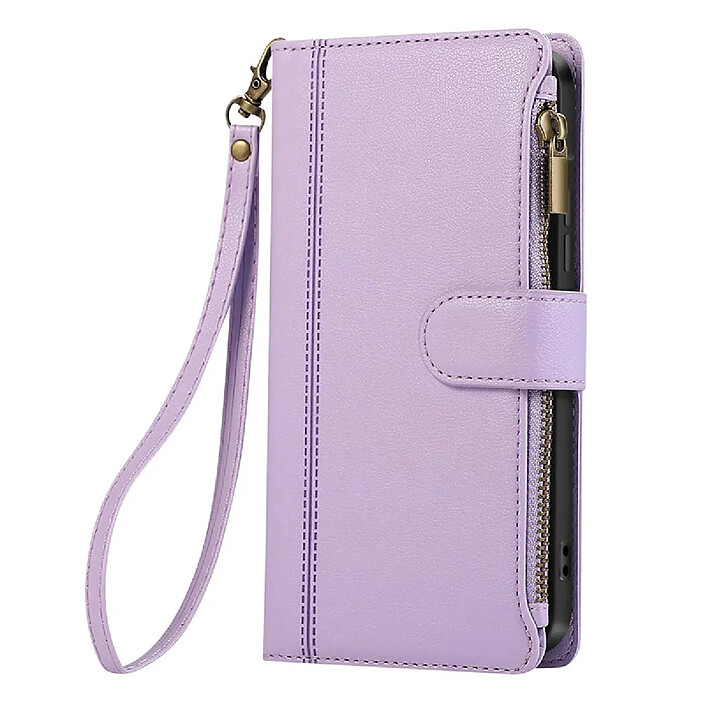 Avizar Étui Portefeuille pour Galaxy A56 Zippé avec Bandoulière Amovible Lavande
