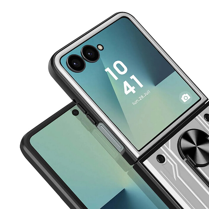 Acheter Avizar Coque pour Samsung Galaxy Z Flip 7 Antichoc avec Support Bague Magnétique Gris