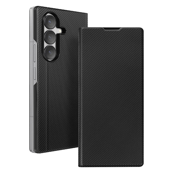 Avizar Étui Folio pour Galaxy Z Fold 7 Finition Texturé avec Fonction Support Noir