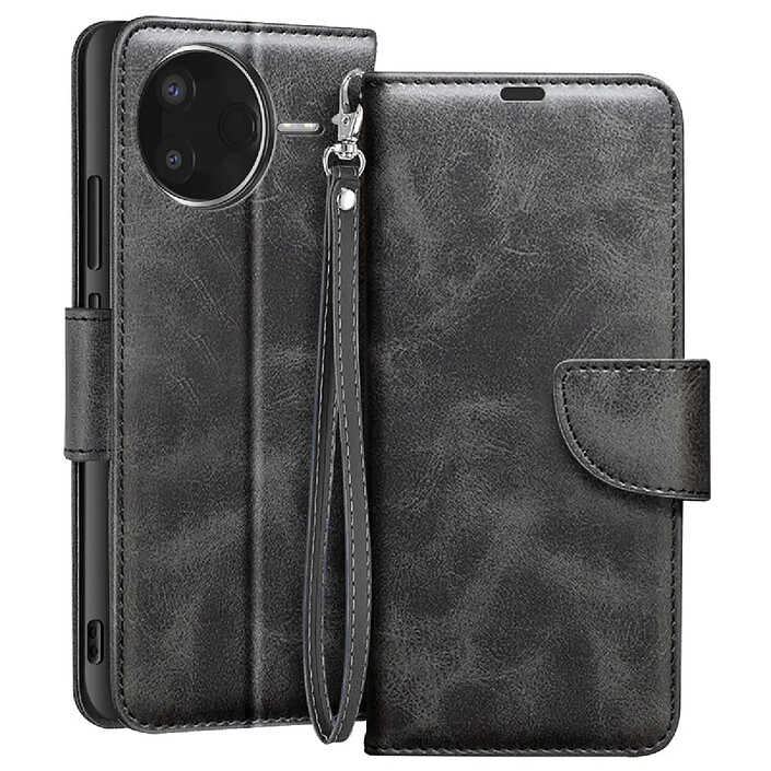 Avizar Étui Portefeuille pour Xiaomi Poco F7 Ultra / F7 Pro avec Dragonne Noir pas cher