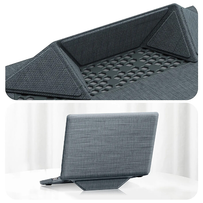 Avis Avizar Étui pour MacBook Pro 16" en Tissu avec Support Magnétique Pliable Gris foncé