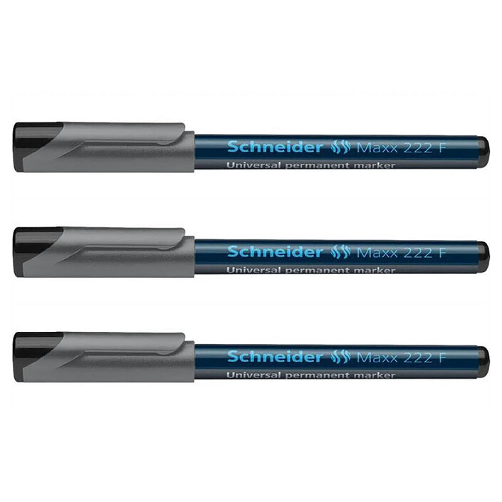 SCHNEIDER Marqueur universel Maxx 222 Pointe Fine Permanent noir x 3