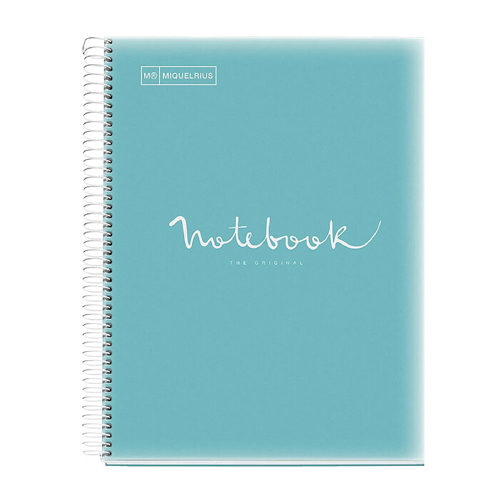 MIQUELRIUS Cahier A4 Carnet Emotions 80 Feuilles 90 g/m² Séyès Spirale Perforation 4 trous, Bleu ciel