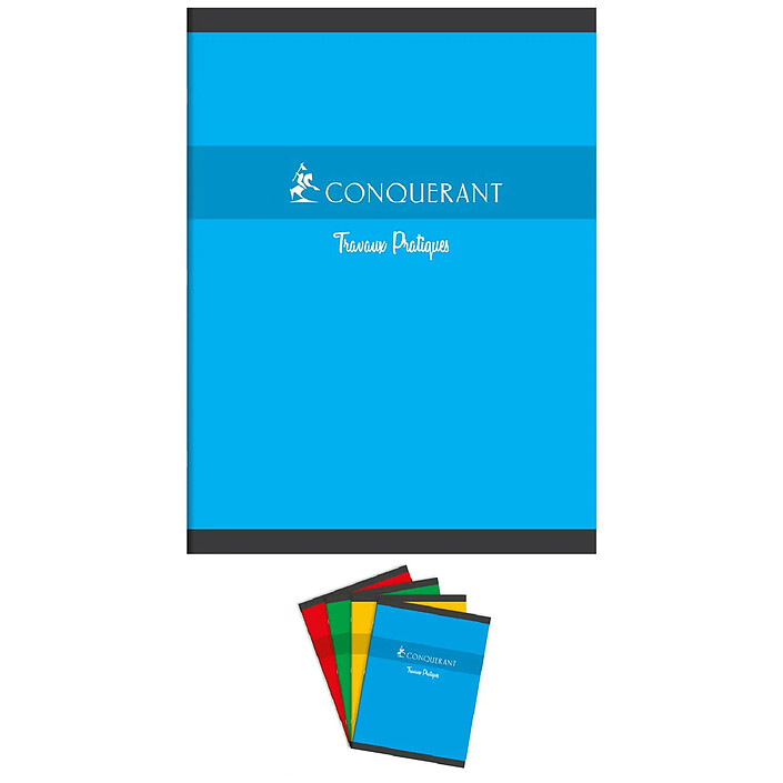 CONQUÉRANT Cahier Travaux Pratique 24X32 96P Uni 90g + Séyès 70g coloris aléatoires x 10