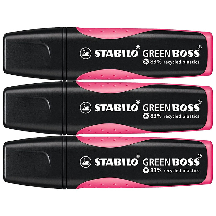 STABILO Surligneur GREEN BOSS Pointe Biseautée 2-5 mm Rose x 3
