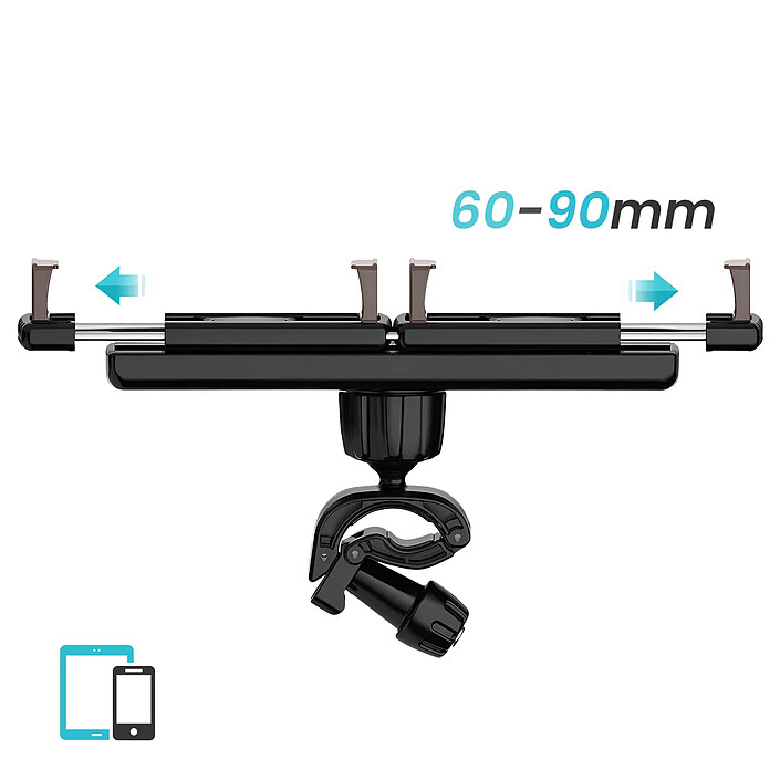 Avis Apokin Double Support Téléphone avec Fixation Rotatif sur Barre Ronde Multi Usage Noir