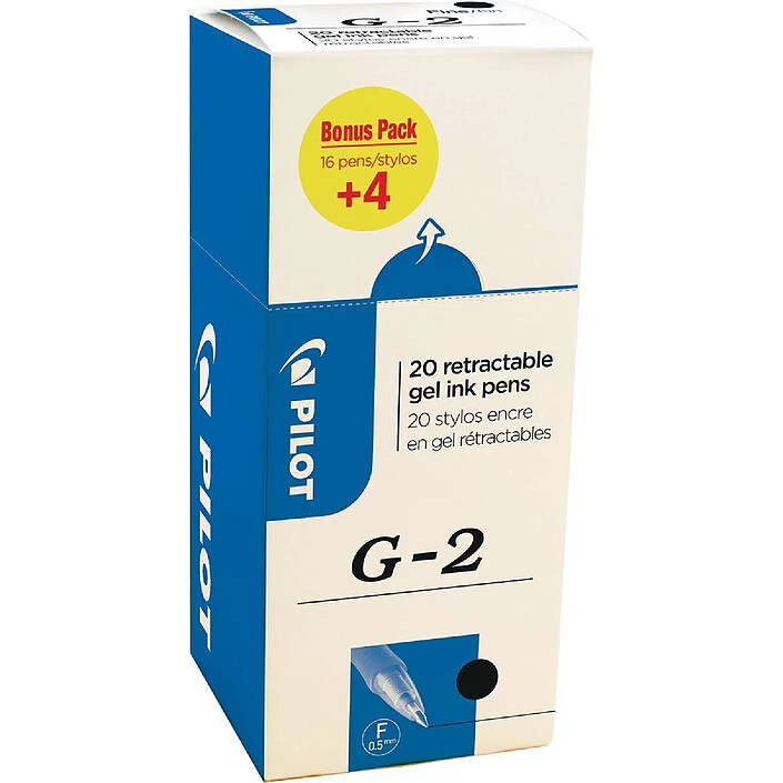PILOT Stylo roller à encre gel G-2 PLUS 05, VALUE PACK, noir