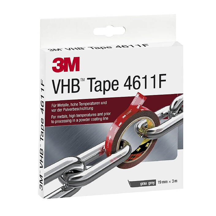 3M Ruban adhésif Double face VHB haute performance 4611F 19 mm x 3 m Gris
