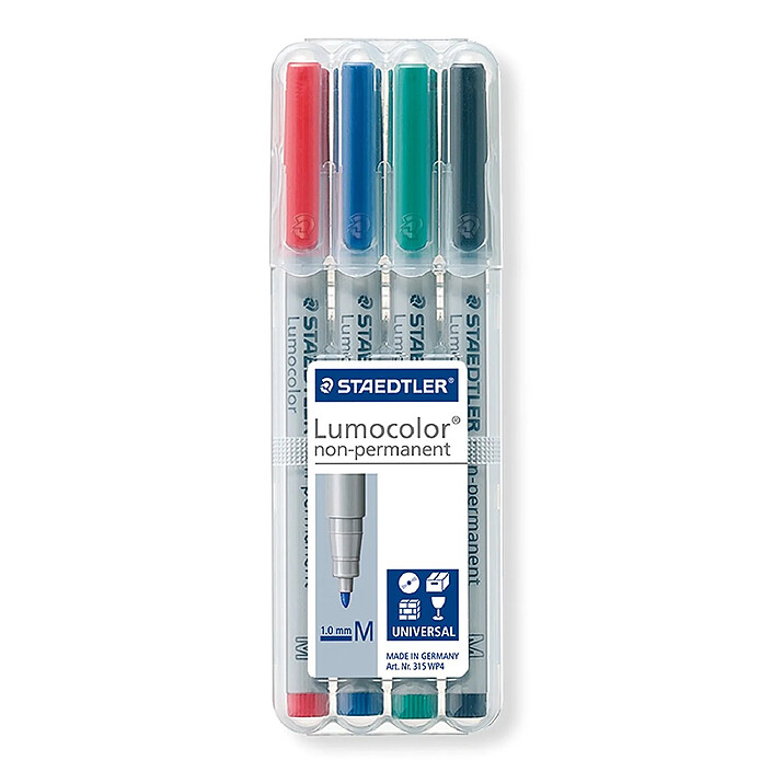 STAEDTLER Etui de 4 Marqueurs Lumocolor 315 M Non-Permanent Pointe Moyenne Assortis