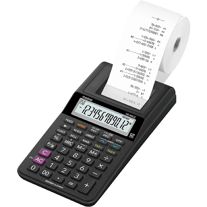 CASIO Calculatrice imprimante modèle HR-8 RCE-BK, noir