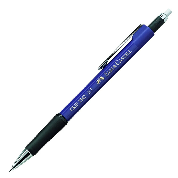 FABER-CASTELL Porte-mine GRIP 1347 diam 0,7 mm bleu métallique x 12