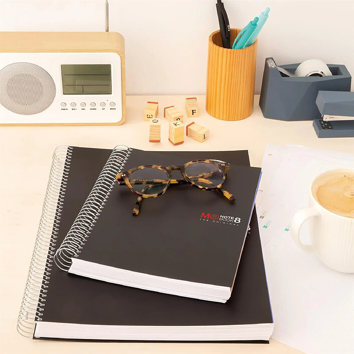 Avis MIQUELRIUS Cahier A4 Notebook The Original Polypro Opaque Ligné 7mm 4 Perf 200 F 70g Noir