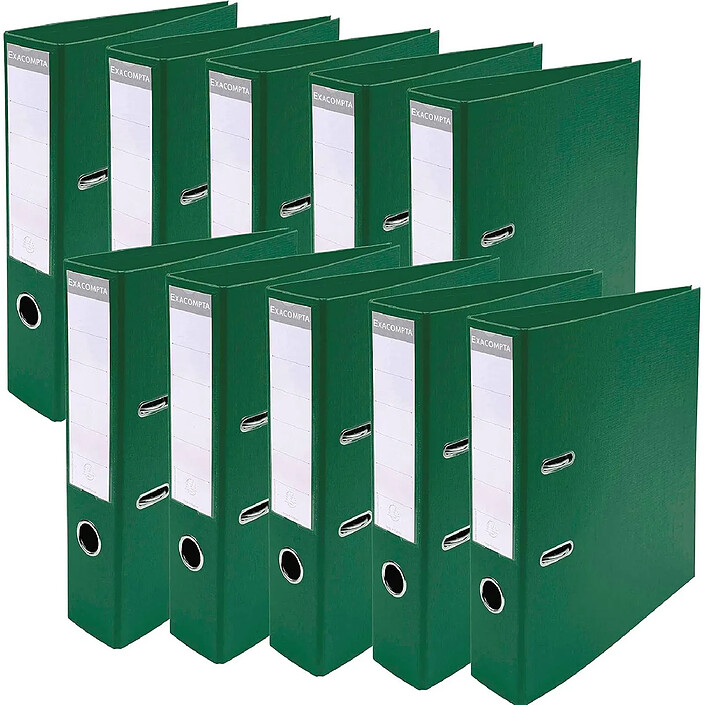 EXACOMPTA Classeur à levier PVC A4 D70mm Premium vert foncé x 10