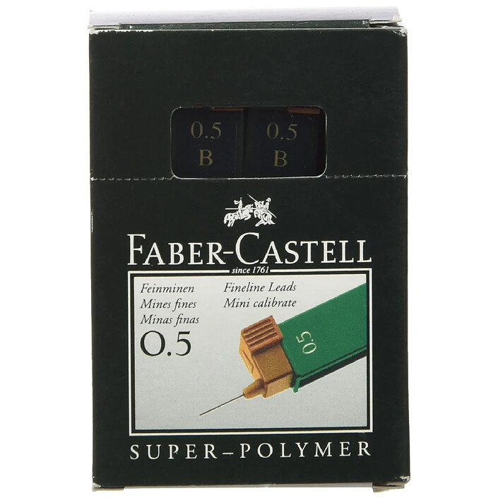 FABER-CASTELL boite de 12 mines pour porte-mine 0,5 mm Super-Polymer 9065 S- dureté B x 12