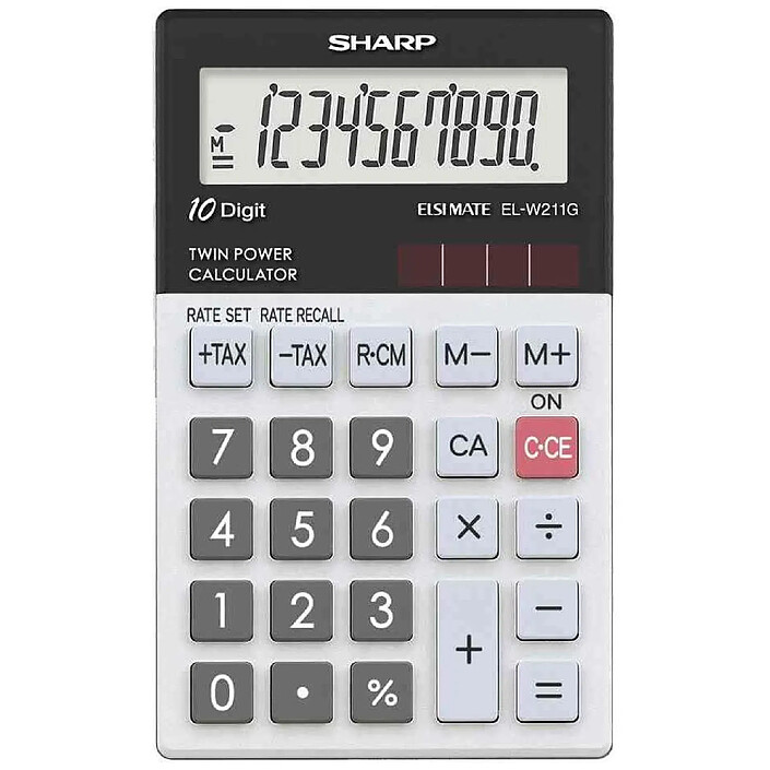 SHARP Calculatrice de poche modèle EL-W211G GY 10 Chiffres