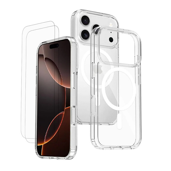 Acheter Evetane Coque iPhone 17 Pro Max transparente Motif Compatible Magsafe + 2 Vitres Protection Ecran