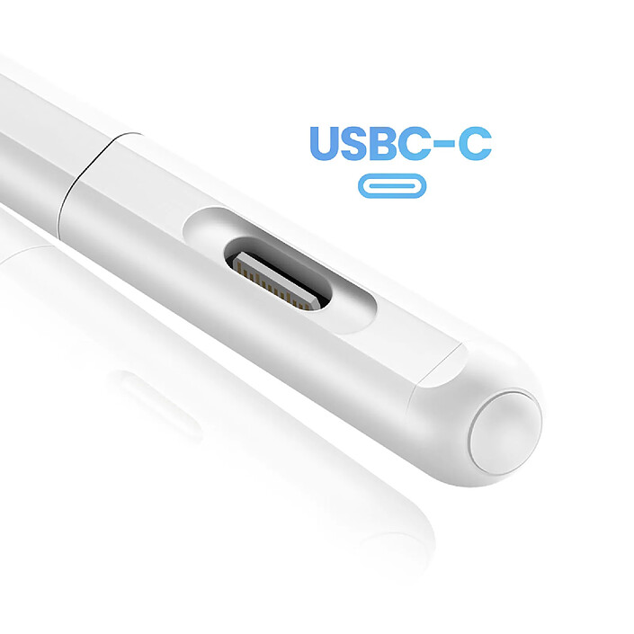 Apokin Stylet Bluetooth pour iPad Pro avec USB-C Ultra Léger Aimanté Autonomie 8h Blanc pas cher