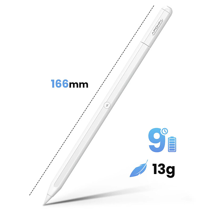 Apokin Stylet Bluetooth pour iPad Pro Rejet de Paume Autonomie 9H et Charge Magnétique Blanc pas cher