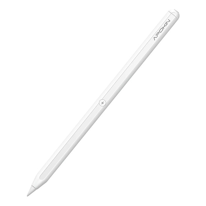 Apokin Stylet Bluetooth pour iPad Pro Rejet de Paume Autonomie 9H et Charge Magnétique Blanc