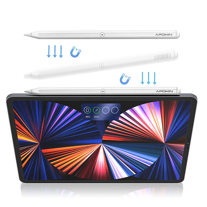 Avis Apokin Stylet Bluetooth pour iPad Pro Rejet de Paume Autonomie 9H et Charge Magnétique Blanc