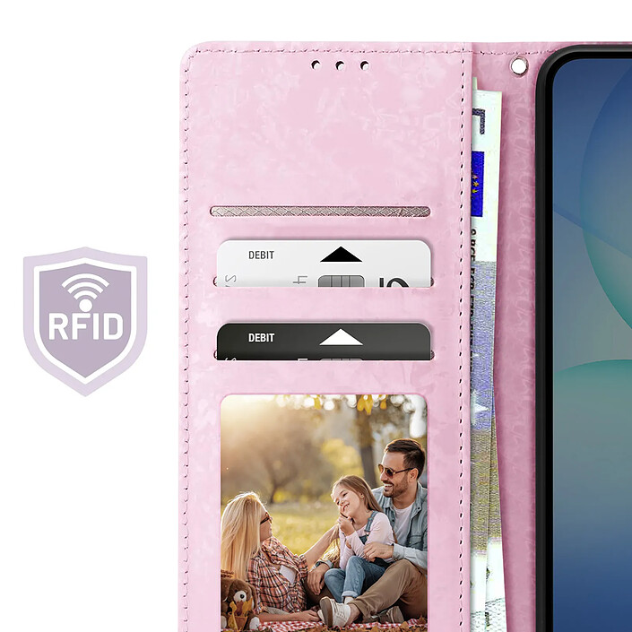 Avis Étui Portefeuille pour Samsung Galaxy A17 avec Dragonne et Support Vidéo Rose clair