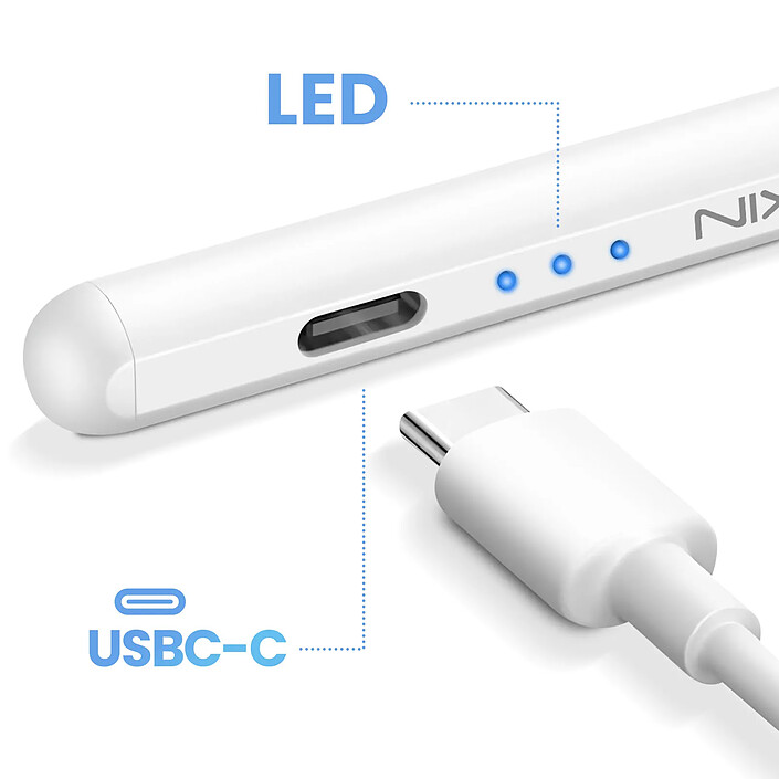 Apokin Stylet Tactile pour Smartphone Tablette Pointe 1.5mm Autonomie 20h Port USB-C Blanc pas cher