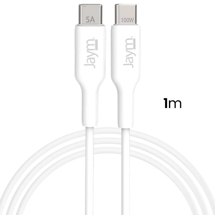 Avis Jaym Câble de Charge 5A et Synchro USB-C vers USB-C PD 3.0 100W 1m Blanc