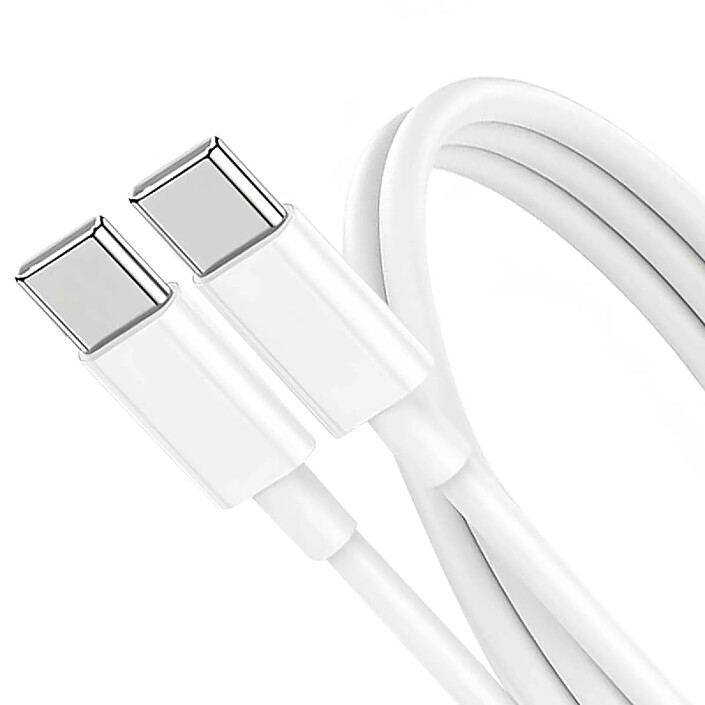 Grab 'N Go Câble de Charge 3A et Synchro USB-C vers USB-C 60W 1m Blanc