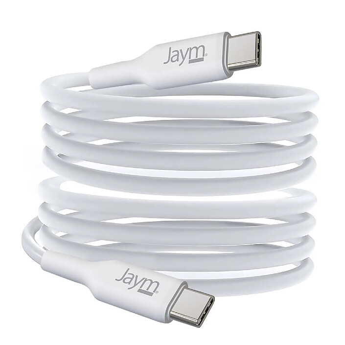 Jaym Câble Charge 5A et Synchro USB-C vers USB-C PD 3.0 100W 2m Blanc