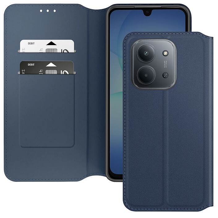 Avizar Étui Portefeuille à Clapet Magnétique pour Xiaomi Redmi 15C avec Support Vidéo Bleu nuit