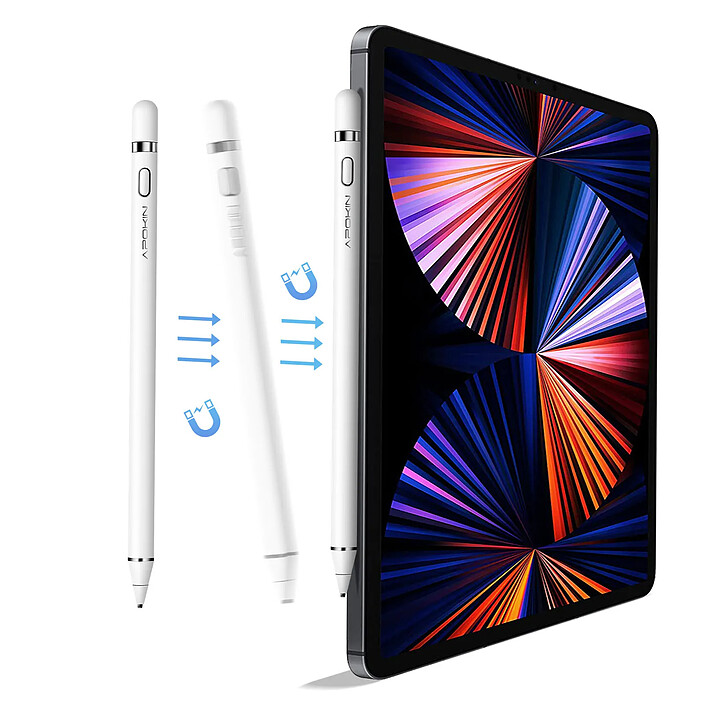 Apokin Stylet Tactile pour Smartphone Tablette Pointe 1.5mm  Autonomie 20h Micro-USB Blanc pas cher