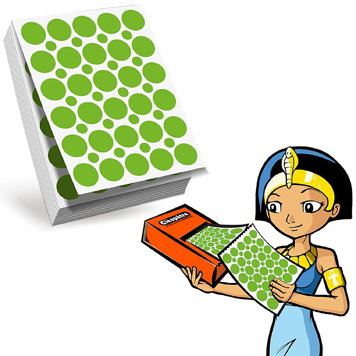 CLÉOPÂTRE Recharge 1 paravent 60 feuilles 1800 gommettes rondes 18mm pour 'Eco-Pack' (vert)