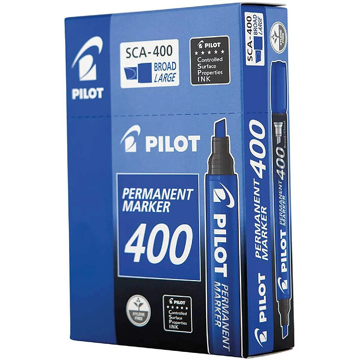 PILOT Marqueur Permanent SCA 400 Pointe Biseau Large Bleu x 12