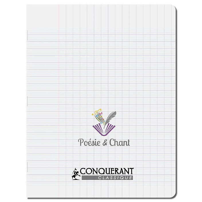 CONQUÉRANT Cahier poésie et chant polypro 17X22cm 90G 48P grands carreaux incolore x 10