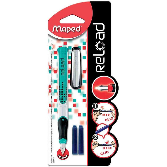 MAPED Stylo plume Reload Pointe moyenne coloris aléatoire