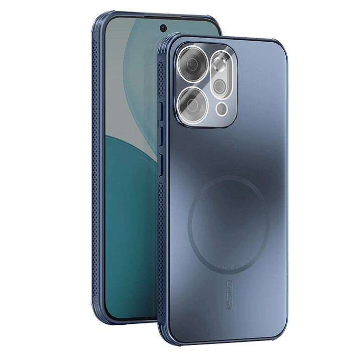 Abeel Coque pour Oppo Reno 14 Compatible MagSafe Double Protection Caméra Bleu