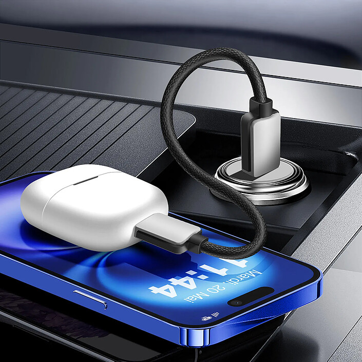 Acheter Avizar Pack 5x Mini Câbles USB vers USB-C 15cm CarPlay, Android Auto, Station de charge Gris