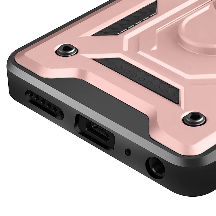 Avizar Coque Redmi 15C Antichoc avec Cache Caméra Coulissant Bague Métallique Support Rose champagne pas cher