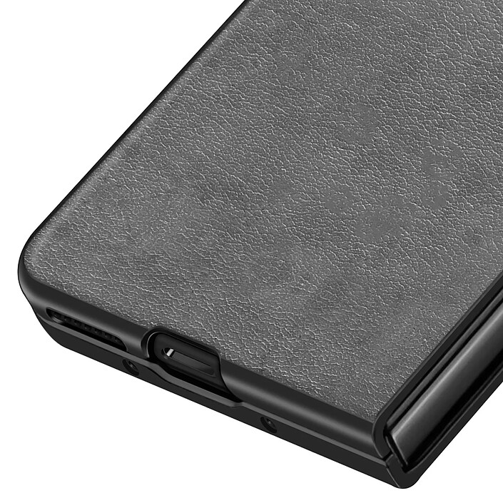 Avizar Coque pour Honor Magic V5 Rigide Effet Cuir Grainé avec Bords Renforcés Gris pas cher